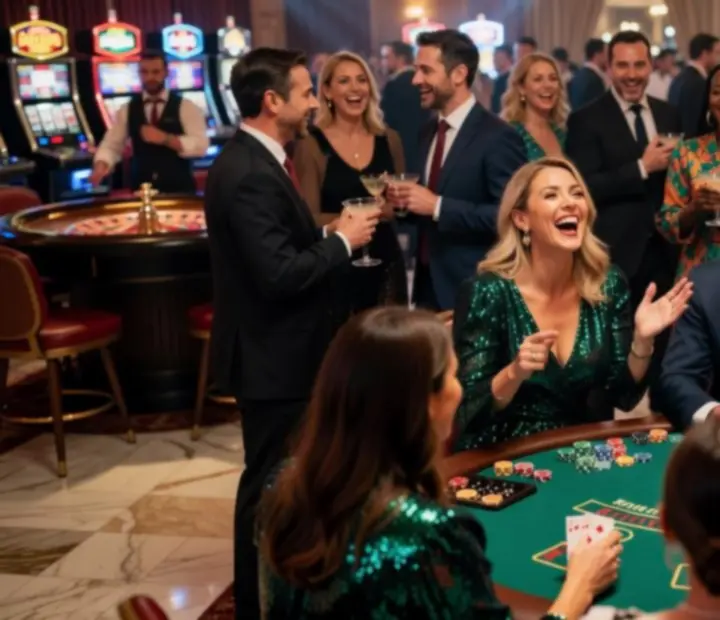 Fotocollage mit stimmungsvollen Bildern eines Casinoabends