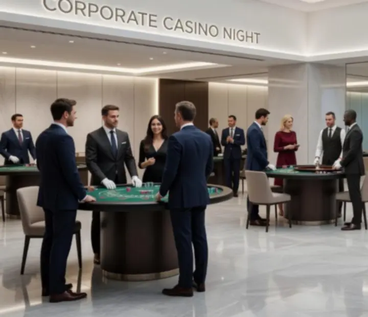Corporate Casinoabend mit Businessgästen in moderner Umgebung