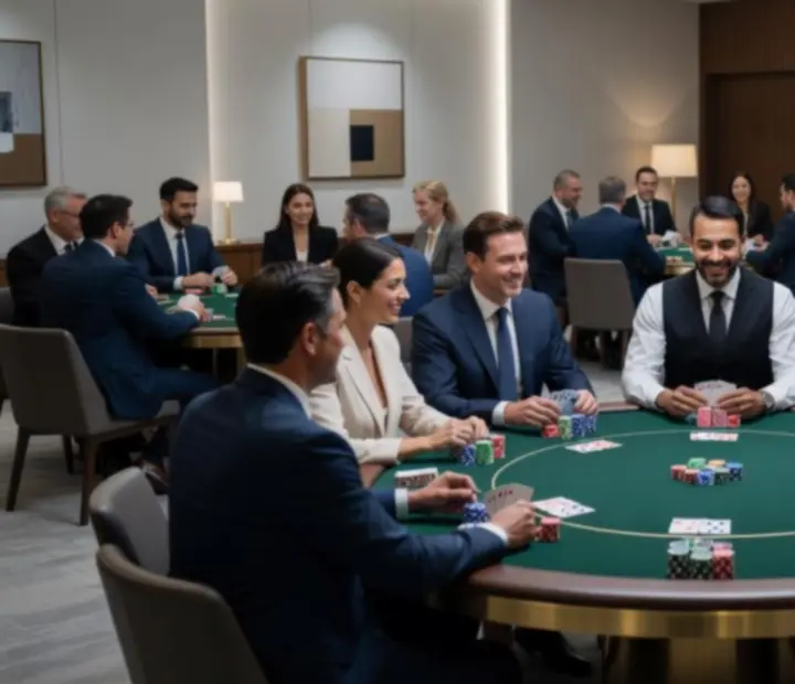 Mitarbeiter bei einem stimmungsvollen Poker-Firmenevent in Österreich