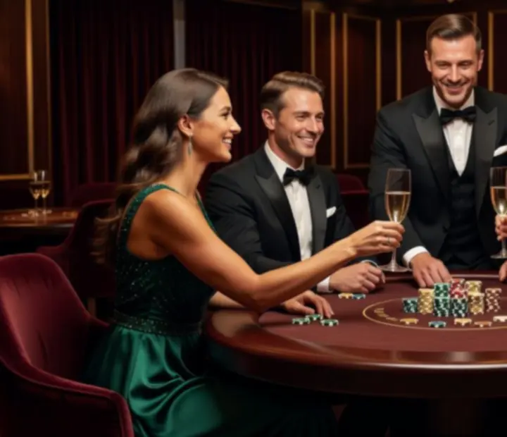 Exklusives VIP-Casinoevent mit stilvoll gekleideten Gästen